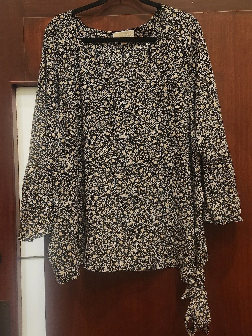 Michael Kors Floral Tie-Hem Bell-Sleeve Bohemian Blouse